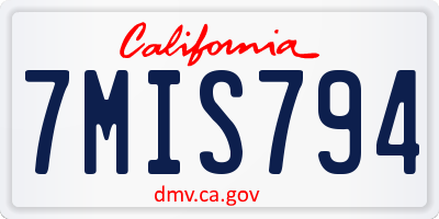 CA license plate 7MIS794