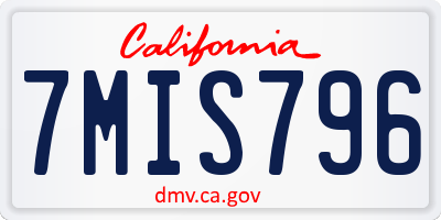 CA license plate 7MIS796
