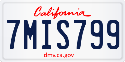 CA license plate 7MIS799