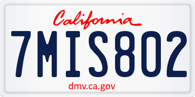 CA license plate 7MIS802