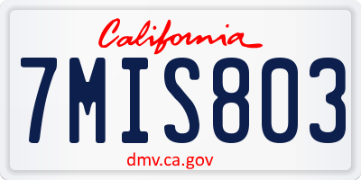 CA license plate 7MIS803