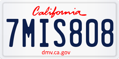 CA license plate 7MIS808
