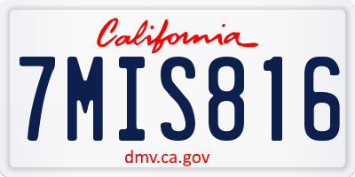 CA license plate 7MIS816