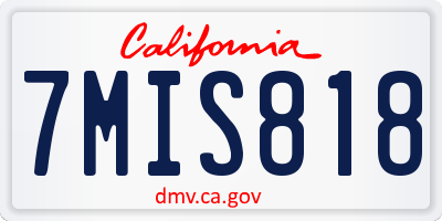 CA license plate 7MIS818