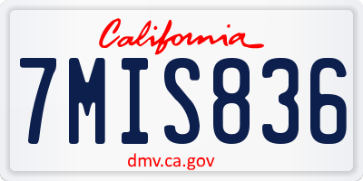 CA license plate 7MIS836