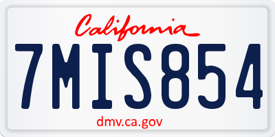 CA license plate 7MIS854