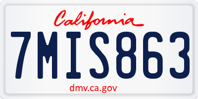 CA license plate 7MIS863