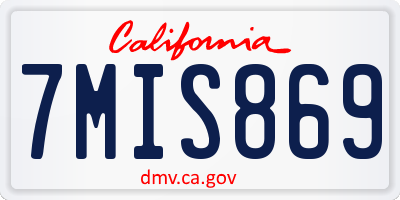 CA license plate 7MIS869