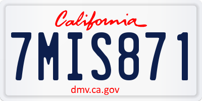 CA license plate 7MIS871