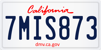 CA license plate 7MIS873