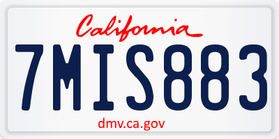 CA license plate 7MIS883