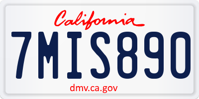 CA license plate 7MIS890