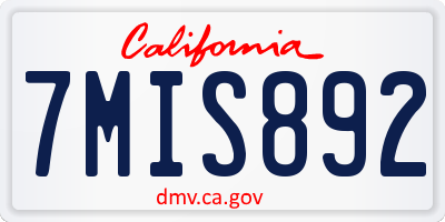 CA license plate 7MIS892