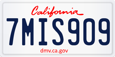 CA license plate 7MIS909