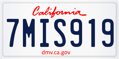 CA license plate 7MIS919