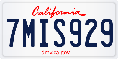 CA license plate 7MIS929