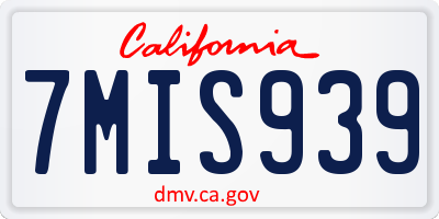 CA license plate 7MIS939