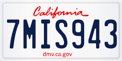 CA license plate 7MIS943