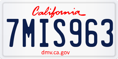 CA license plate 7MIS963