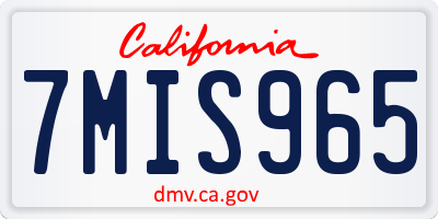 CA license plate 7MIS965