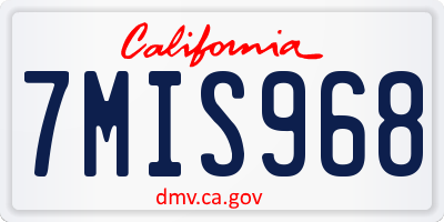 CA license plate 7MIS968