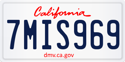 CA license plate 7MIS969
