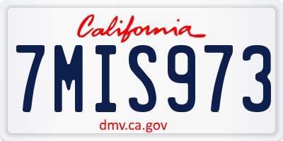 CA license plate 7MIS973