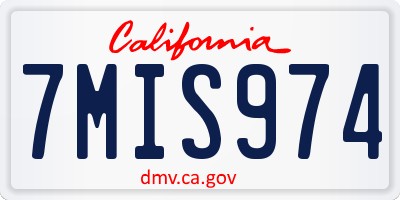 CA license plate 7MIS974