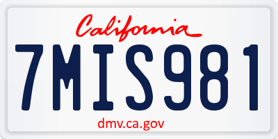 CA license plate 7MIS981