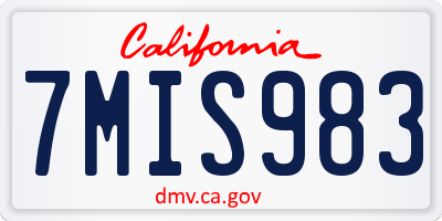 CA license plate 7MIS983