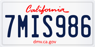 CA license plate 7MIS986