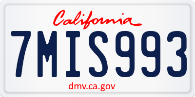 CA license plate 7MIS993