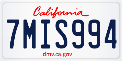 CA license plate 7MIS994