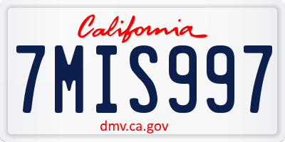 CA license plate 7MIS997