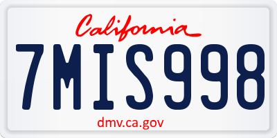 CA license plate 7MIS998