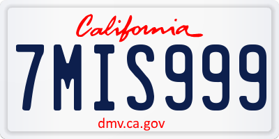 CA license plate 7MIS999