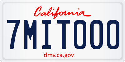 CA license plate 7MIT000