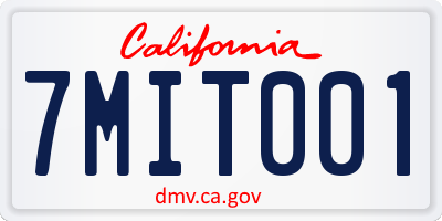 CA license plate 7MIT001