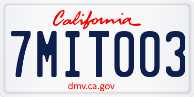 CA license plate 7MIT003