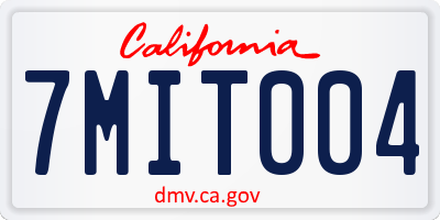 CA license plate 7MIT004