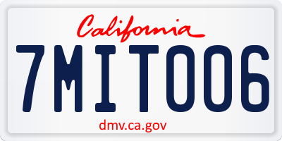CA license plate 7MIT006