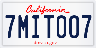 CA license plate 7MIT007