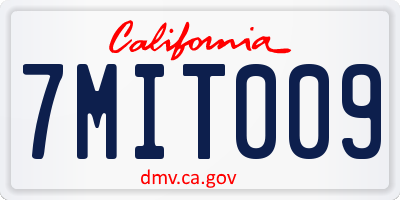 CA license plate 7MIT009