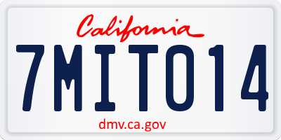 CA license plate 7MIT014