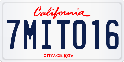 CA license plate 7MIT016