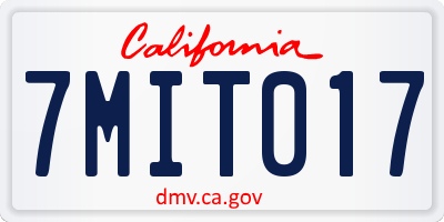 CA license plate 7MIT017