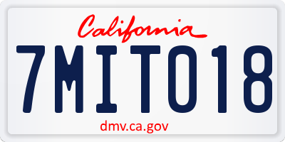 CA license plate 7MIT018