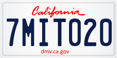 CA license plate 7MIT020