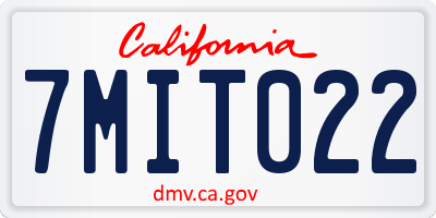 CA license plate 7MIT022