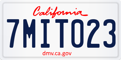 CA license plate 7MIT023